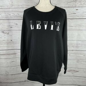 Levi's Womens 2X-Large Sweatshirt Stretch Long Sleeve Black w/ White Logo New